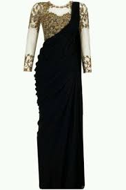 Buy Black Color Saree Gown Online Latest Black Color Saree Gown By Fashion Online Latest Saree Gown Online Shopping At F Fashion Saree Designs Indian Attire