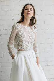 Check Out This Epic Selection Of 2 Piece Wedding Dresses Now Bridal Separates Long Sleeve Bridal Tops Lace Top Wedding