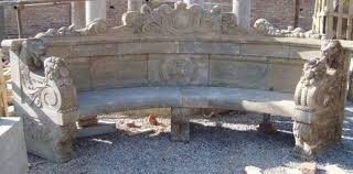Why always wood, metal or plastic? Old English Curved Stone Bench Concrete Garden Bench Hand Carved Stone Stone Bench