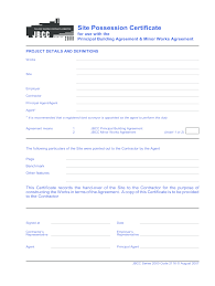 Cidb standard form of contract for building works 2000 edition. Possession Certificate Fill Online Printable Fillable Blank Pdffiller