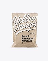 Kraft Paper Snack Package Mockup In Packaging Mockups On Yellow Images Object Mockups