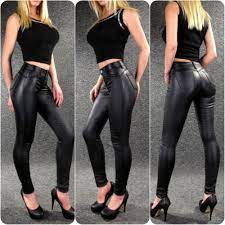 Lederhose Damen sexy Po Push Up Leder Jeans bis 2XL ZAZOU Kunstleder Hose  D4264 | eBay