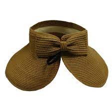 Roll Up Sun Visor Hat With Bow By Sophia Sun Visor Hat Visor Hats Straw Visor