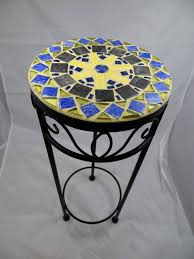 Mosaic Side Table Or Plant Stand Mosaic Coffee Table Metal Table Round Accent Table