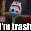 Forky making his grand debut in toy story 4. 1