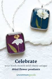 Birth Month Flower Necklace Birth Month Flower Necklace Real Flower Pendant Birth Month Flowers Birth Flowers Flower Pendant