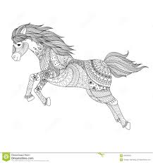 Progettazione Di Zentangle Per Il Cavallo Di Salto Per Il Libro Da