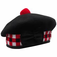 New Scottish Black Wool Blended Balmoral Plain Dice Hat With Red Pompom On Top Allsafe Glengarry Leather Kilt Scottish Clothing Kilt Accessories