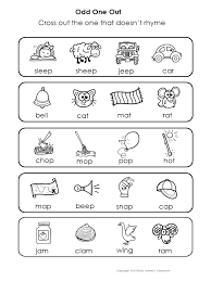 Rhyming Words Odd One Out Special Education Phonics Worksheets Rhyming Words Rhyming Words Kindergarten