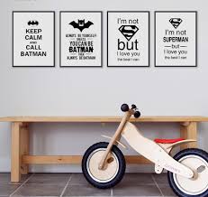 They thought superheroes do exist and they always try to act or think like superheroes. Black White Superhero Batman Typography Quotes Art Prints Poster Nursery Wall Picture Kids Room Decor Canvas Painting No Frame Nordic Wall Canvas Home And Decoration