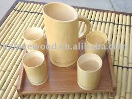 Eco Choice Drink Set From Bamboo Nice Ornamen Taman Bambu Kreatif