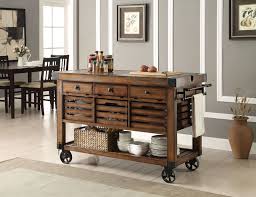 black metal accents kitchen island cart