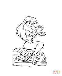 Ariel And Flounder Super Coloring In 2020 Mermaid Coloring Pages Ariel Coloring Pages Mermaid Coloring