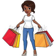 black woman holding shopping bags vector cartoon clipart friendlystock shopping clipart black women women black woman holding shopping bags