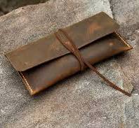 distressed leather pencil pouch / retro leather pen pencil case