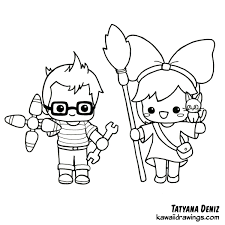 Kawaii Drawings Of Kiki And Tombo From Kiki S Delivery Service Studio Ghibli Film Kawaiidrawings Coloringpage Kawaii Drawings Copic Marker Drawings Drawings