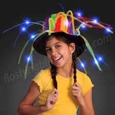 Led Light Noodle Hair Up Clown Top Hat Flashingblinkylights Light Up Hats Crazy Hats Kids Hats