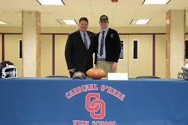 Today, Luke Sprague '19, quarterback for the Cardinal O'Hara Lions had his  official signing. Luke will be going