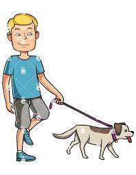 You can edit any of drawings via our online image editor before downloading. Man Walking His Dog On A Leash Cartoon Vector Clipart Friendlystock Cartoon Man Cartoon Dog Dog Drawing