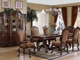 Old Style Dining Room Tables Sets With Green Decoration Made From Wooden Material Finished In Brown C Muebles De Comedor Muebles Estilo Luis Xv Comedor De Lujo