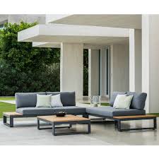 Garten terrasse lounge alugestell schwarz. Jati Kebon Virginia Loungeset Gestell Aluminium Mit Teak