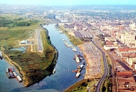 I learned something new today. If you are from Memphis, you probably know about this. Memphis had a downtown airport on Mud Island for 6 years. This is a 1959 aerial view