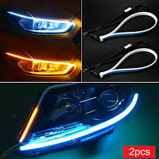 2x 60cm Car Soft Tube Ultra Thin Led Strip Light Drl Switchback Turn Signal Bulb Ebay