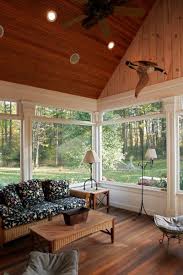 Elegant Mahogany Floors In The Screened Porch Are Both Beautiful And Durable Standing Up Well To The Ele Mahogany Flooring Knotty Pine Walls Knotty Pine Rooms