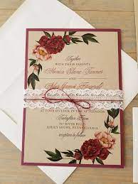 Rustic Burgundy Wedding Invitation Kraft Wedding Invitation Invitaciones De Boda Invitaciones Elegantes Mi Boda