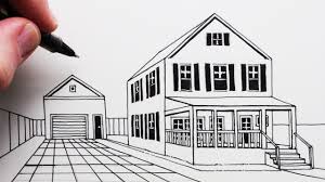 How To Draw A House And Porch In 1 Point Perspective In 2020 Point Perspective 1 Point Perspective One Point Perspective