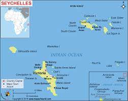 Seychellene er afrikas minste land målt i både areal og folketall. Seychelles Map