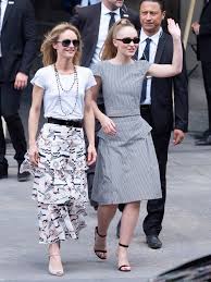 Pale coral with a graphic cube and starburst print, the. Lily Rose Depp And Vanessa Paradis Leave The Chanel Fashion Show In Paris 07 03 2018 Celebmafia