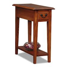 Amazon Com Leick Chair Side End Table Medium Oak Finish Narrow End Table Small End Tables Side Table Wood End Tables With Drawers