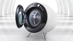 Sphere Le Lave Linge Du Futur Aux Lignes Vintage Par Bauknecht Lave Linge Machine A Laver Produits Innovants