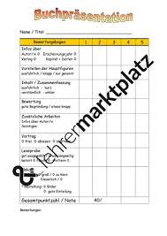 Buchprasentation Bewertungsbogen Unterrichtsmaterial Im Fach Deutsch Buchvorstellung Grundschule Buchvorstellung Bucher