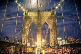 Lighting lamps near tower bridge at night. New York 9 11 Memorial And Brooklyn Bridge Night Walking Tour 2021 New York City