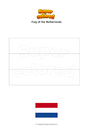 Printable netherlands flag coloring page, line art. Coloring Page Flag Of The Netherlands Supercolored Com
