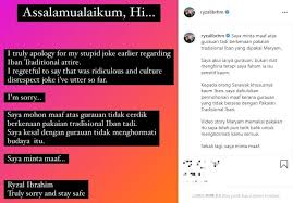 \ (2:37 min) 17,466 views. Ryzal Duriankimchi Dikecam Persenda Baju Tradisional Iban Tergamak Samakan Dengan Kain Buruk Saya Mohon Maaf Atas Gurauan Tidak Cerdik Viral Mstar