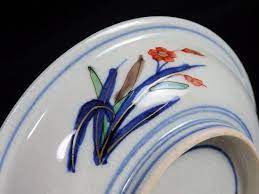 大聖寺伊万里 金襴手 窓絵欄干に花籠図 ４寸皿 ５枚ｾｯﾄ 2021 大聖寺 皿 図