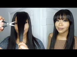 Popular now baby bangs, wispy choppy bangs, and blunt asymmetrical or straight across the eyes bangs to complete this beautiful long cut. How To Cut Perfect Fringe Bangs Aliexpress Malaysian Straight Hair Youtube