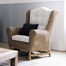 Fauteuil Bergere En Rotin Et Coussins Ivoire Deco Maison Salon Maison Fauteuil Rotin