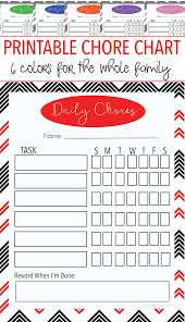 Free Printable Family Chore Chart Set With 6 Colors Sunny