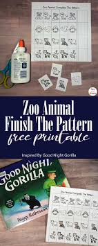 > page 10 gets cut out and folded to make a 3d paper cube. Zoo Animal Finish The Pattern Printable Inspired By Good Night Gorilla