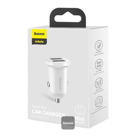 BASEUS CAR CHARGER - DUAL USB 5V 3.1A 