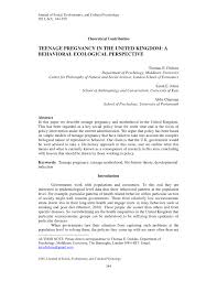 Pdf Teenage Pregnancy In The United Kingdom A Behavioral Ecological Perspective