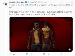 If you frequently search for dead by daylight codes on the internet then make sure to bookmark this post, because we will keep updating this list whenever new dbd codes are out. Code Bullshirt For Adam Francis Outfit Until Feb 25th Leaksbydaylight