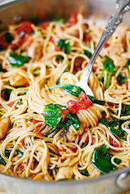 Jump To Recipe Print Recipechicken Spaghetti Pasta With Spinach And Tomatoes Easy And Delicious Way To Cook Spaghetti Recipes Cooking Recipes Healthy Recipes