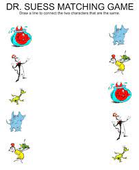 Free Printable Matching Worksheets Dr Suess Stars Butterflies Seuss Crafts Dr Seuss Preschool Activities Dr Seuss Crafts
