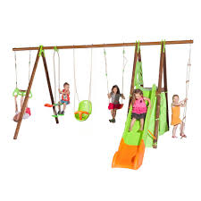 Comparez toutes les offres de portique bois balançoire pas cher en découvrant tous les produits portique bois sur jardicom. Portique En Bois Trigano 5 Agres Avec Balancoire Toboggan Cabane Et Corde Legato 462 X 360 X 230 Cm 94 8 Kg Gamm Vert