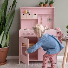 Large girls kids pink wooden play kitchen children's role. Little Dutch Wooden Play Kitchen Pink Natural Baby Shower